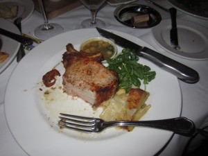 Pork chop with cinnamon apples.