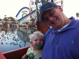 Nighttime "rocket ship" ride with daddy after work.